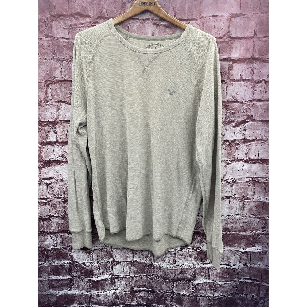 American Eagle Shirt Mens XL Thermal Waffle Knit Long Sleeve AE Legend Tan